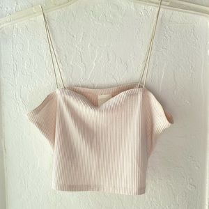 H&M White Fitted Crop top